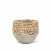 Abbott Collections AB-65-PANAMA-401-SM 7 in. Half Seagrass Covered Planter, Natural & Grey -