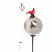 Abbott Collection AB-27-IRONAGE-507-RED 36 in. Cardinal & Globe Garden Stake, Antique Red