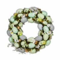 Abbott Collections AB-27-CADBURY-201 12 in. Lilac & Green Eggs with Flowers & Foliage Wreath,