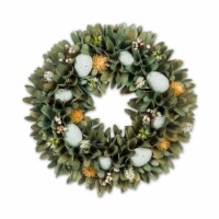 Abbott Collections AB-27-CADBURY-521 13 in. Speckled Blue Eggs with Florettes & Blooms Wreath
