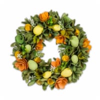 Abbott Collections AB-27-CADBURY-351 13 in. Specked Yellow & Green Eggs with Orange Flowers &