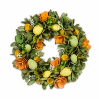 Abbott Collections AB-27-CADBURY-351 13 in. Specked Yellow & Green Eggs with Orange Flowers &