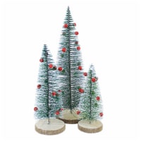 Option 2 Green Bristle Trees - Three Trees 9.25 Inch, Plastic - Jingle Bell St/3 A41429