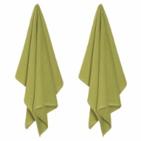 Now Designs Ripple Absorbent Terry Cotton Kitchen Towels Cactus Green Set of 2