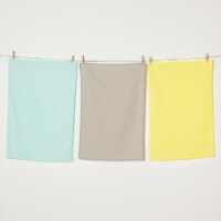 Now Designs Flour Sack Kitchen Dish Towels Coordinated Jade Yellow Set of 3