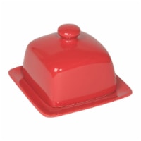 Now Designs Stoneware Square Butter Dish - Red Perspective: Main