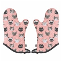 Jubilee Heat Resistant Quilted Oven Mitts Cats Meow Set of 2