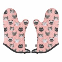Jubilee Heat Resistant Quilted Oven Mitts Cats Meow Set of 2
