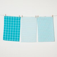 Now Designs Tic Tac Toe 100% Cotton Kitchen Dish Towels Bali Blue Set of 3
