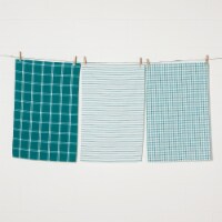Now Designs Tic Tac Toe 100% Cotton Kitchen Dish Towels Peacock Green Set of 3