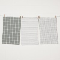 Now Designs Tic Tac Toe 100% Cotton Kitchen Dish Towels London Gray Set of 3