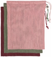 Now Designs Reusable 100% Cotton Mesh Produce Bags 13 x 12 inch Blush Set of 3