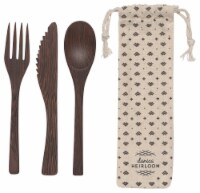 Heirloom Reusable Wooden Cutlery Set for Takeout or Picnics EcoFriendly Set of 3