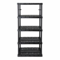 Gracious Living 5 Shelf Knect-A-Shelf Ventilated Extra Heavy Duty Storage, Black