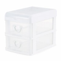 Gracious Living Mini 2 Drawer Desk Organizer with Organizational Flip Top, White