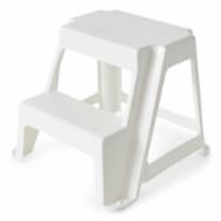 Gracious Living 18.75-Inch Sturdy Non Slip Plastic 2-Level Step Stool, White