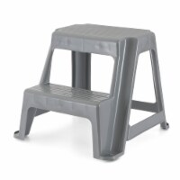 Gracious Living 18.75-Inch Sturdy Non Slip Plastic 2-Level Step Stool, Grey