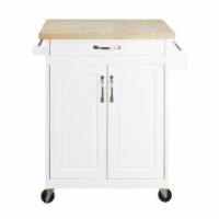 DHP Kitchen Island Cart with Drawer & Storage Shelves, White