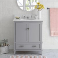 Dorel Living Otum 30  Bathroom Vanity with Top & Porcelain Sink in Gray