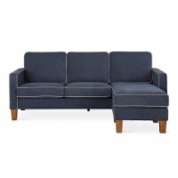 Novogratz Bowen Sectional Sofa L-Shaped Couch in Blue