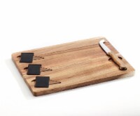 Gift Craft Rectangular Cheese Board Set with Markers and Spreader Perspective: Main