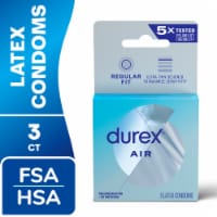 Durex Air Condoms, Extra Thin, Transparent Natural Rubber Latex Condoms for Men, 3 Ct Perspective: Main