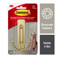 Command™ Large Satin Brass Double Hook Perspective: Main