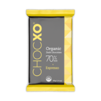 Chocxo Organic Dark Chocolate 70% w/ Espresso Perspective: front