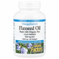 Natural Factors Omega Factors Organic Flaxseed Oil, 90 Soft Gels