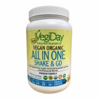 Natural Factors VegiDay Vegan Organic All-in-One Protein Shake & Go, French Vanilla, 15.2 Oz