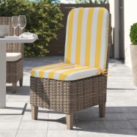 MYNE Cabana Stripe Print Outdoor High Back Chair Cushion 20 x 45 in Yellow