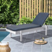 MYNE Urban Chic Solid Textured Print Outdoor Lounger Cushion 22 x 73 in Navy