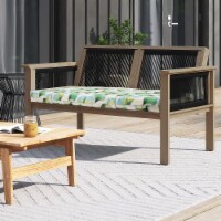 MYNE Tropical Flower Print Outdoor Bench Seat Cushion 48 x 18 in Green