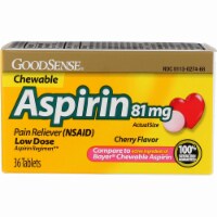 GoodSense Aspirin Pain Reliever Chewable Tablets, Cherry, 81 mg, 36 Ct