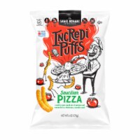 The Snack Brigade IncrediPuffs Saucilian Pizza Plant-Based Snack Perspective: Main