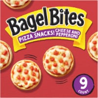 Bagel Bites Cheese & Pepperoni Mini Pizza Bagel Frozen Snacks, Box Perspective: Main