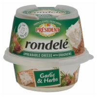 President Rondele® Garlic & Herbs Spreadable Cheese with Crackers Perspective: Main
