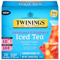Twinings® Strawberry & Raspberry Unsweetened Herbal Iced Tea Pitcher Bags Perspective: Main