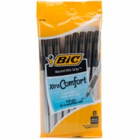 BIC Round Stic Grip Xtra-Comfort Medium Point Pens - 8 Count - Black