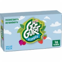 Simply Go GURT Strawberry & Mixed Berry Kids Low Fat Yogurt Tubes Perspective: Main