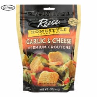 Reese Whole Grain Croutons - Garlic and Cheese - Case of 12 - 5 oz.