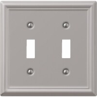 Amerelle Chelsea 2-Gang Stamped Steel Toggle Switch Wall Plate, Brushed Nickel