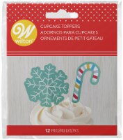 Cupcake Treat Picks 12/Pkg-Snowflake And Candy Cane