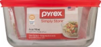 Pyrex® Covered Round Storage Dish - Clear/Red Perspective: Main