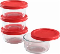 Pyrex 1-Cup Glass Storage Dish with Lid - 8 Piece - Red