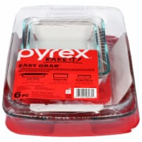 Pyrex Easy Grab 6-Piece Value Pack Covered Storage and Baking Set - Red/Clear