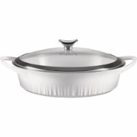 CorningWare 4 Qt. White Cast Aluminum Braiser Baking Dish with Lid 1143454