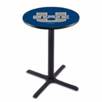 L211 Utah State University 36'' Tall - 36'' Top Pub Table with Black Wrinkle Finish