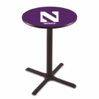 L211 Northwestern University 42'' Tall - 36'' Top Pub Table with Black Wrinkle Finish