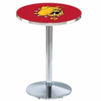L214 Ferris State University 36'' Tall - 36'' Top Pub Table with Chrome Finish